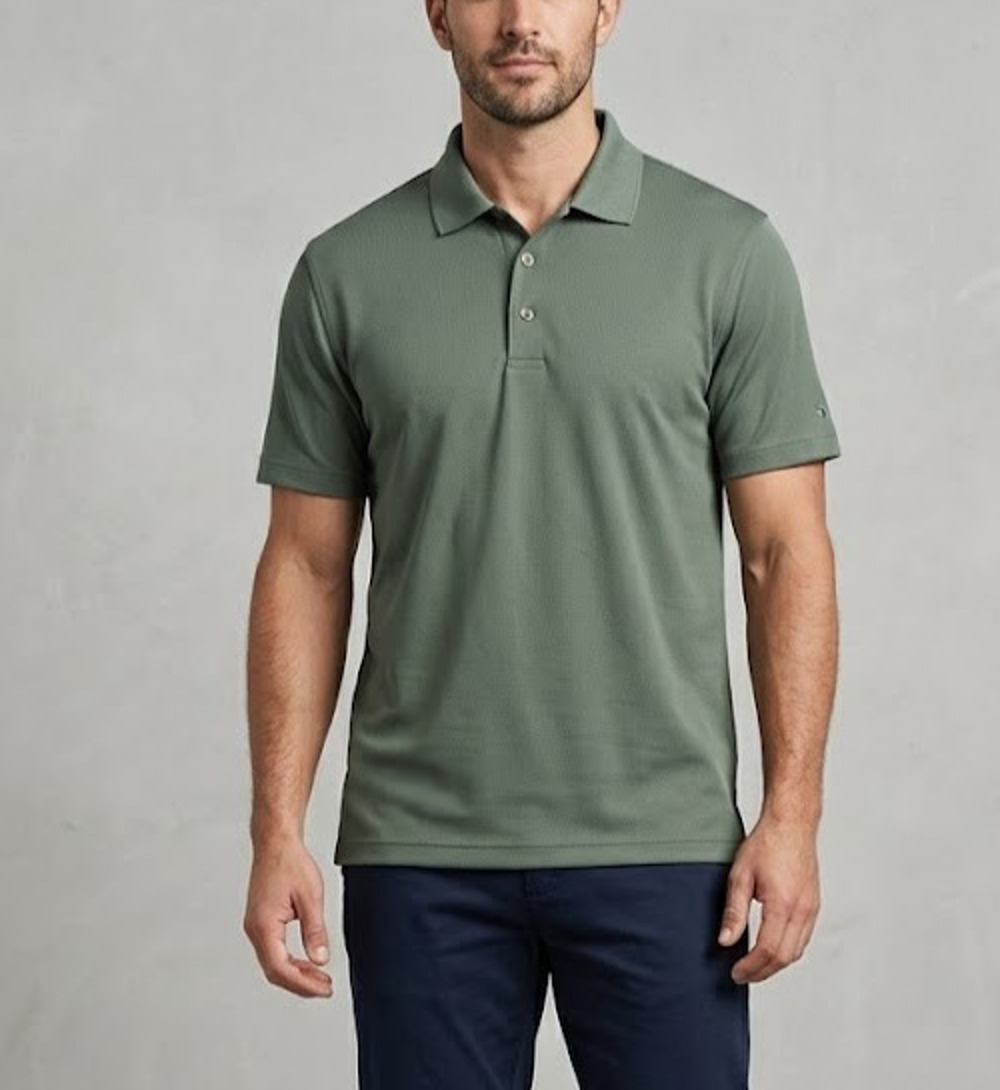 Grand Slam Performance Mens Golf Polo Shirt L Large Olive Green Short Sleeve Tee